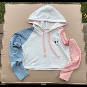 long sleeved cropped alien hoodie.